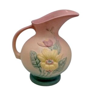 Hull Art USA S-7 Magnolia Pitcher Pink & Blue Pottery c.1940s Artist Signed